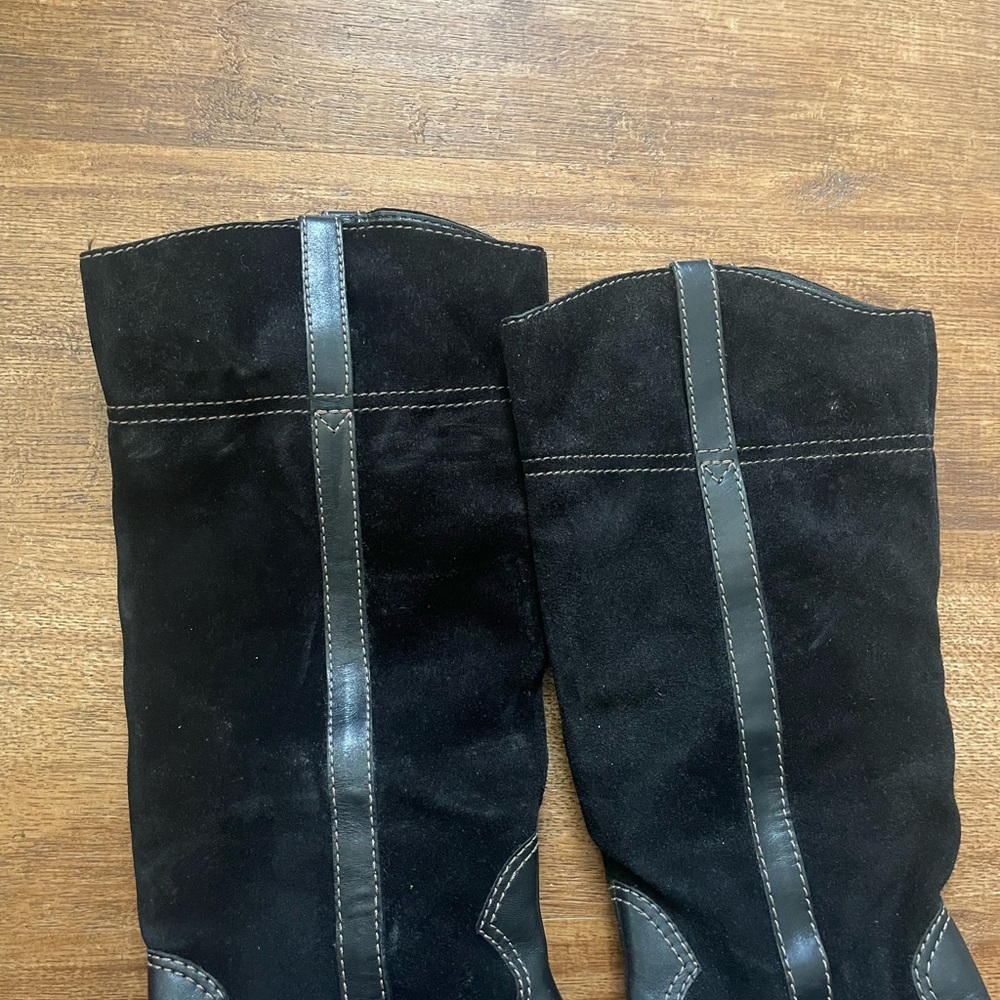 Franco Sarto Black Leather Heeled Boots - Picture 5 of 9